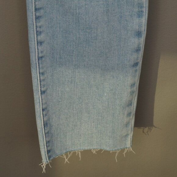 New Paige Skyline Ankle Peg Raw Hem Mid Rise Jeans in Daralyn Destructed size 25 - Picture 6 of 16